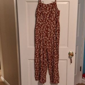 Orange patterned cami jumpsuit